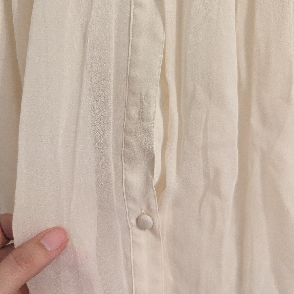 Anthropologie Cream Sheer Lace Tank top-4/6 - Picture 3 of 5